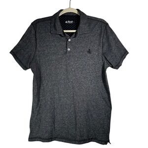 Rugby University Mens Polo Shirt Large Charcoal Gray Heathered Short Sleeve Lion